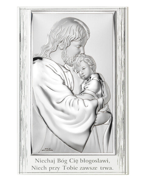 Obrazek z Jezusem tulącym dziecko, prostokątny